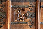 English: Cabinet door on the left side of the north wall of the Friedenssaal in the town hall in Münster, Germany. Bottom, row 5.