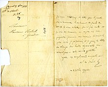 Letter to Henri Hentsch from Madame de Stael, inquiring about promissory notes negotiable in the United States (1811) Madame de Stael - Lettre a Henri Hentsch - 1811.jpg