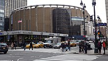 Madison Square Garden in New York City, the site of the 1976, 1980, and 1992 Democratic National Conventions; and the 2004 Republican National Convention. Madison Square Garden, February 2013.jpg