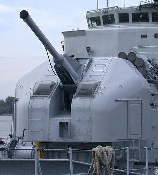 A modern naval gun turret (A French 100 mm naval gun on the Maillé-Brézé pictured) allows firing of the cannons via remote control. Loading of ammunit