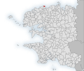 Carte de la commune de Brignogan-Plages au sein du département du Finistère