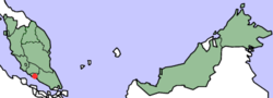 马来半岛上的葡属马六甲地点（红点）