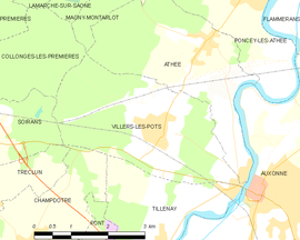 Mapa obce Villers-les-Pots