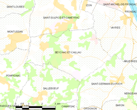 Mapa obce Beychac-et-Caillau