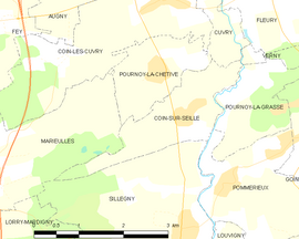 Mapa obce Coin-sur-Seille