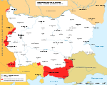 Карта изменений территории Болгарии по итогам Первой мировой войны