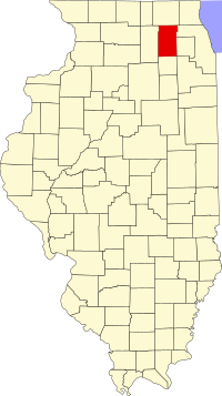 Map of Ilinois highlighting Kane County