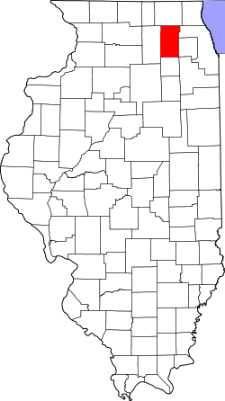 map of Illinois highlighting Kane County