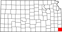 Округ Черокі на мапі штату Канзас highlighting