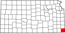 Map of Kansas highlighting Cherokee County.svg