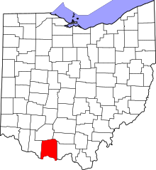 Harta e Adams County në Ohio