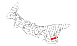 Mapa de la Isla del Príncipe Eduardo destacando el lote 61