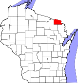 Map of Wisconsin highlighting Florence County.svg