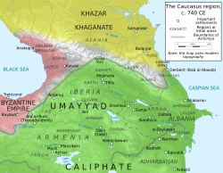 Peta Kaukasus dan Arminiya ca. 740