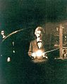 Mark Twain in the lab of Nikola Tesla; 1894.jpg