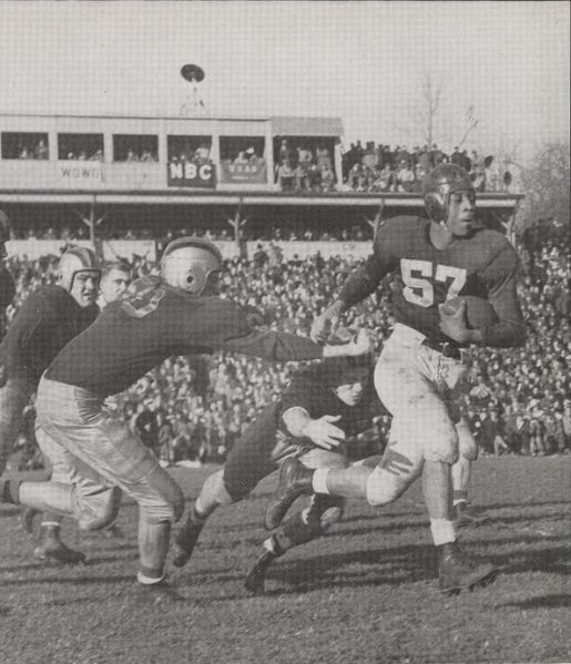George Taliaferro running with ball against Purdue in 1945