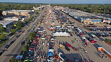 A view of vehicles on 28th Street and parked at Rogers Plaza during the Metro Cruise Metro Cruise 2022.jpg