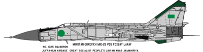 Al Jufra Hava Üssünde bulunan Mikoyan-Gurevich Mig-25 PDS Foxbat.