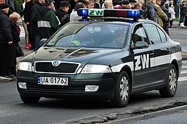 A Polish ŻW Škoda Octavia military police car.