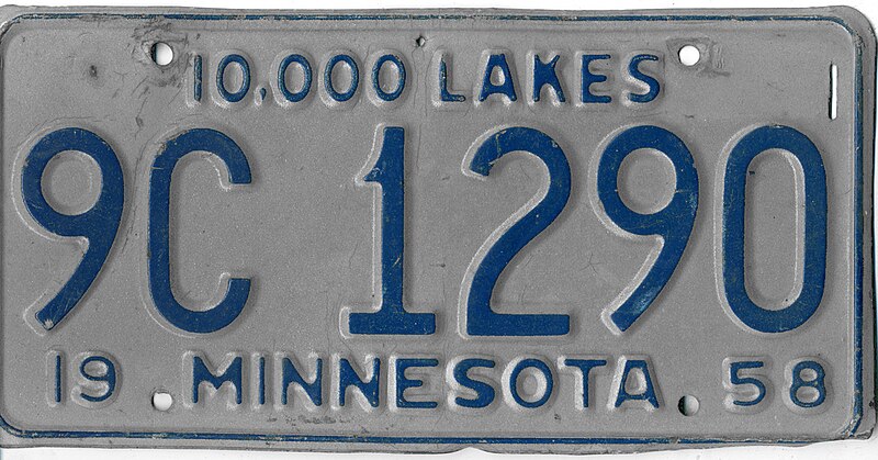 File:Minnesota 1958 license plate - Number 9C 1290.jpg