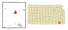 Montgomery County Kansas Incorporated and Unincorporated areas Independence Highlighted.svg