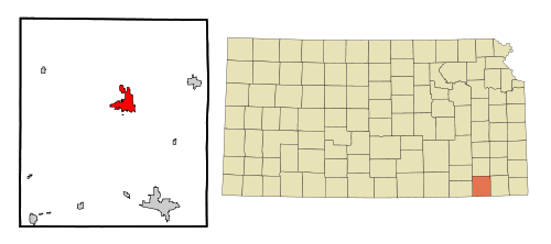 Location within Montgomery County and Kansas