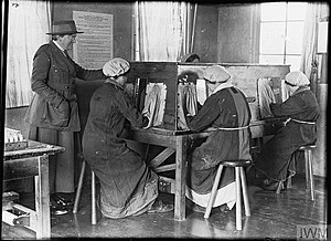 B&W photo of women working