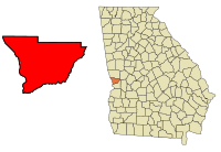 Columbus ja Muscogeen piirikunta Georgian kartalla