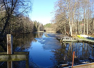 Nässelstaån uppströms vid Nässelsta kvarns damm.