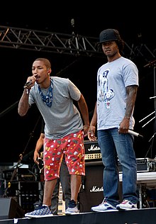 Pharrell Williams (left) and Shay Haley from N.E.R.D. performing at Pori Jazz 2010
