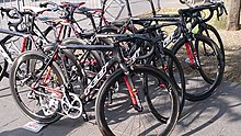 The Felt bicycles used by the NFTO team at the Edinburgh round of the Tour Series in May 2016 NFTO bicycles.jpg