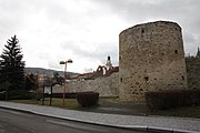 Čeština: Naučná stezka Prachatické hradby, Hradební ulice, Prachatice, jižní Čechy. English: Educational trail Prachatické hradby, Hradební Street, South Bohemian Region, Czechia.