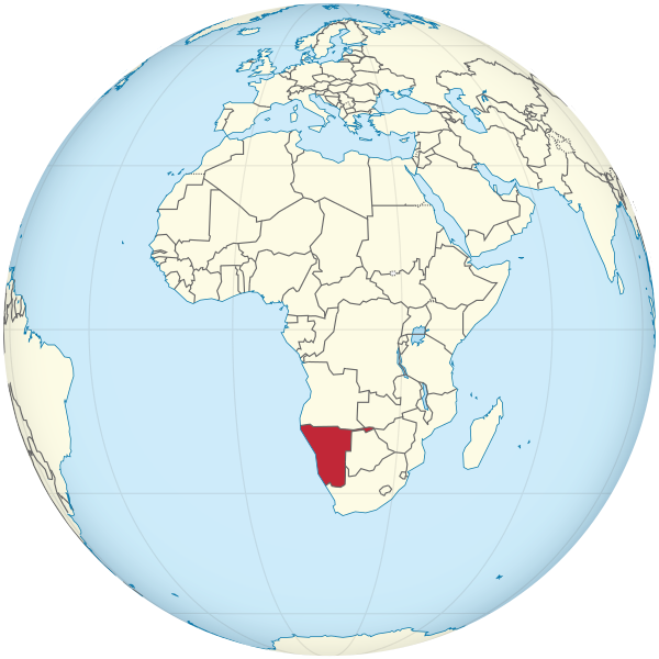 Namibia on the globe (Africa centered).svg
