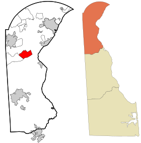 New Castle County Delaware incorporated and unincorporated areas Bear highlighted.svg