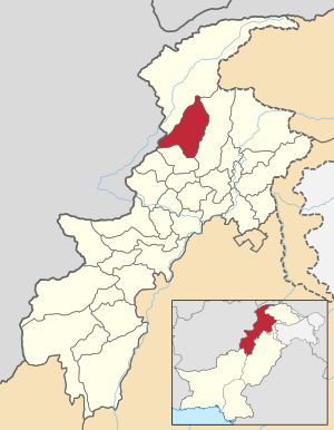 Mapa de Pakistán, la posición de Upper Dir resaltada