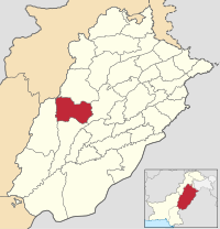 पाकिस्तानको नक्शामा लैय्या जिल्लाको अवस्थिति