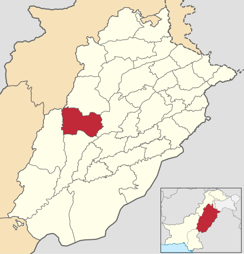 Map of Layyah District (highlighted in red)