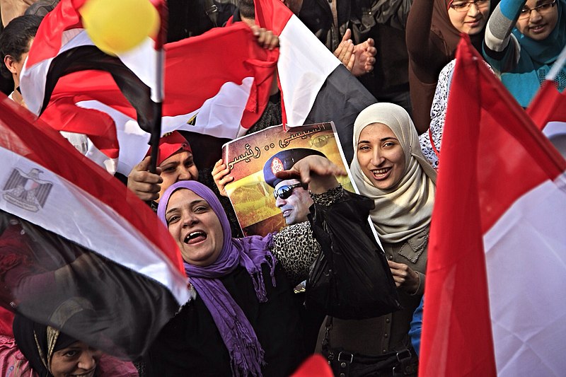File:Participants holding flags and pictures of Abdel Fateh el Sissi.jpg