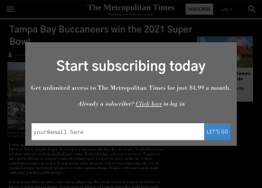 Mock-up of a "hard" paywall on a fictional news website Paywall Example.svg