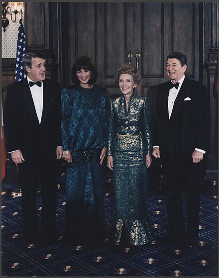 The Mulroneys with the Reagans in Quebec City, Canada, on March 18, 1985, the second day of the "Shamrock Summit".