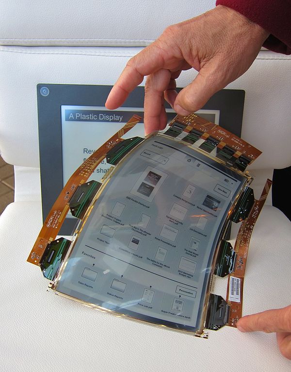 An example of a flexible display, created by Plastic Logic