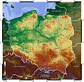 Mapa topográfico de la actual Polonia.