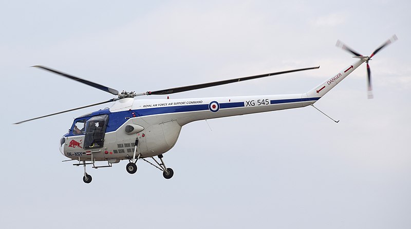 File:Preserved Bristol 171 Sycamore helicopter (OE-XSY) of the Flying Bulls departs RIAT Fairford 16July2018 arp.jpg
