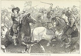 Prince Rupert leads the Royalist cavalry Prince Rupert at Edgehill.jpg