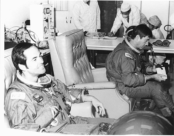 John Young and Crippen suiting up for the STS-1 mission.