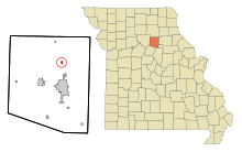 Randolph County Missouri Incorporated and Unincorporated areas Cairo Highlighted.svg