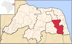 鄉村波蒂瓜爾在巴西北里約格朗德州的位置
