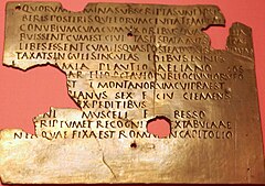 Image 70Fragmentary military diploma from Carnuntum; Latin was the language of the military throughout the Empire (from Culture of ancient Rome)