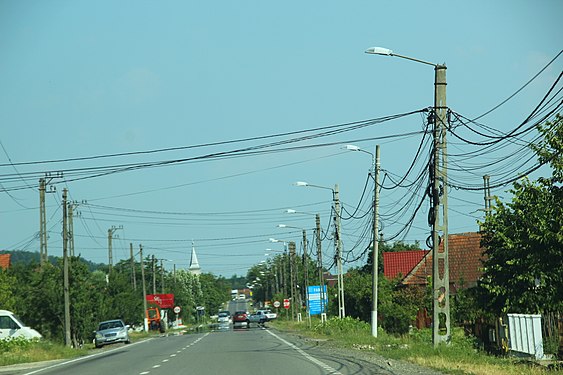 Chaotically suspended electric wires in Maramureș, Romania