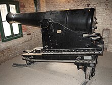 A SBBL 32-pounder in a caponier at Fort Nelson SBBL 32-pounder Fort Nelson.JPG